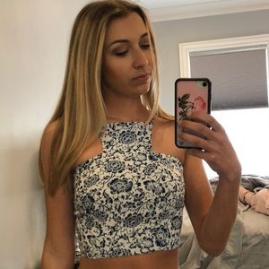 LF White and blue crop top!!